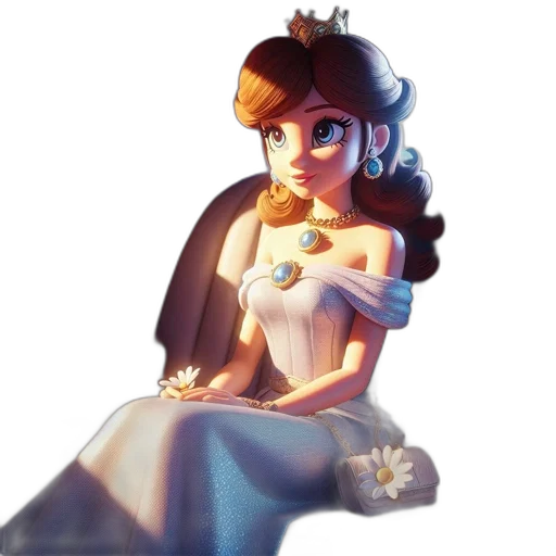 crown, dress, jewelry, staff, fantasy art, concept art, 3d render, cartoon transparent PNG cut-out