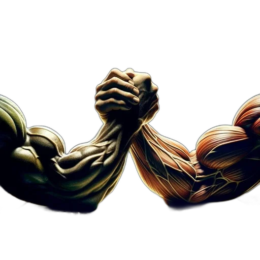 concept art, 3d render, photorealistic, comic book art, intense, arm, wrestling, contest transparent PNG cut-out