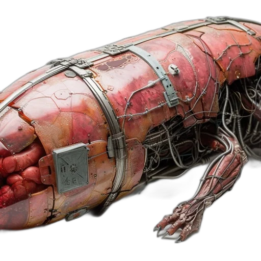 animal, creature, robot, food, cyberpunk, concept art, detailed, rusty transparent PNG cut-out