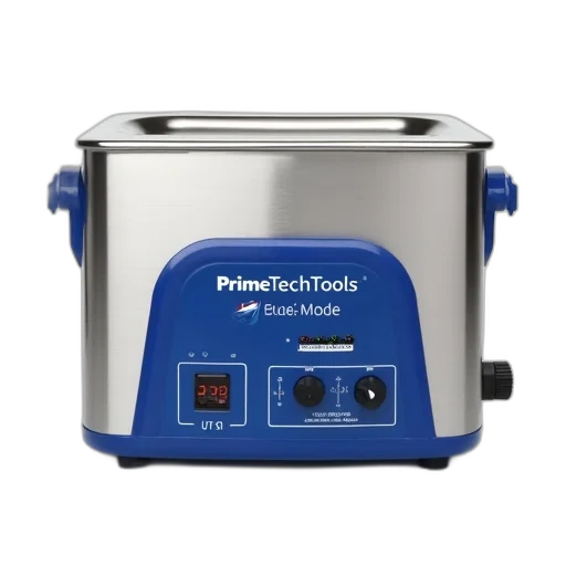 blue, silver, ultrasonic, cleaner, brand, name, primetechtools, model transparent PNG cut-out
