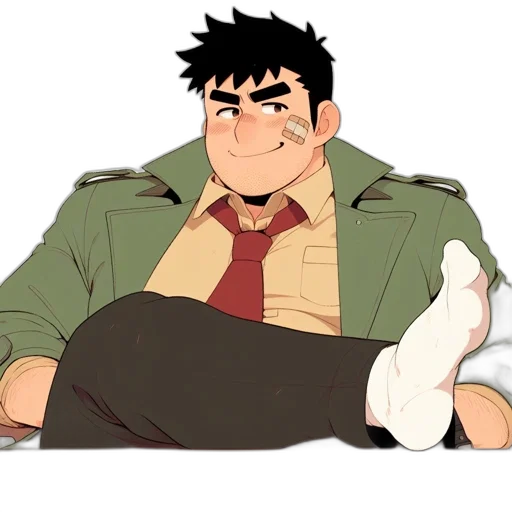 jacket, creature, staff, cartoon, anime, concept art, pixel art, earth tones transparent PNG cut-out