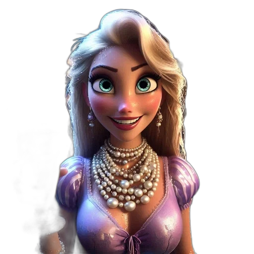 jewelry, dress, crown, face, 3d render, fantasy art, concept art, cartoon transparent PNG cut-out
