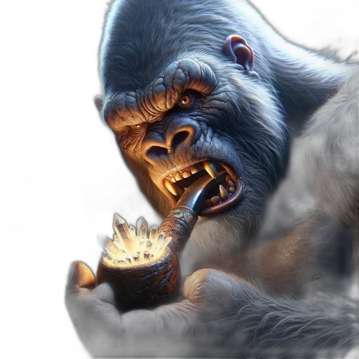 creature, animal, concept art, photorealistic, fantasy art, 3d render, ape, forest transparent PNG cut-out
