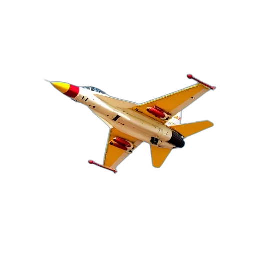 weapon, 3d render, photorealistic, concept art, yellow, white, fighter, jet transparent PNG cut-out