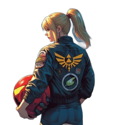 jacket, weapon, robot, staff, concept art, pixel art, comic book art, fantasy art transparent PNG cut-out