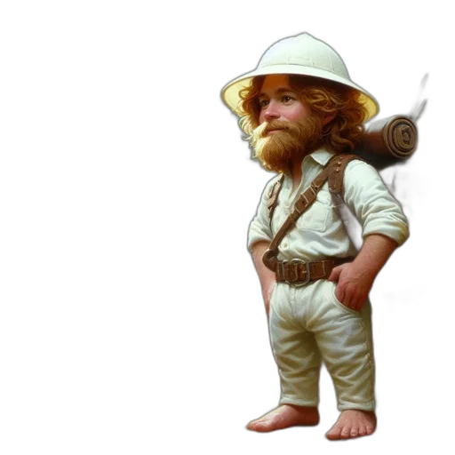 staff, hat, concept art, oil painting, photorealistic, fantasy art, explorer, green transparent PNG cut-out