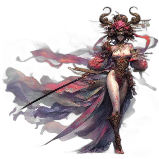 concept art, fantasy art, comic book art, pixel art, dark, red, monochrome, elegant transparent PNG cut-out