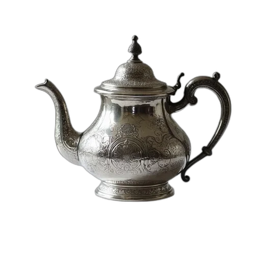 staff, jewelry, crown, weapon, photorealistic, 3d render, silver, teapot transparent PNG cut-out