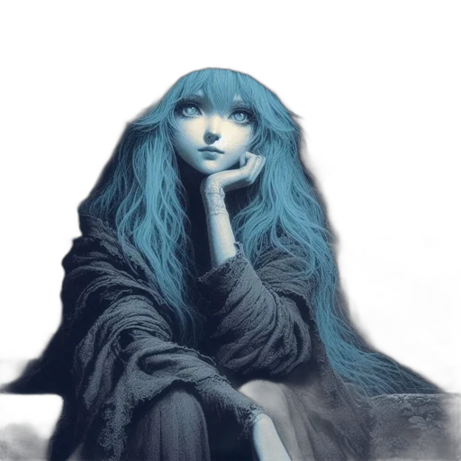 face, hair, creature, dress, fantasy art, photorealistic, anime, concept art transparent PNG cut-out