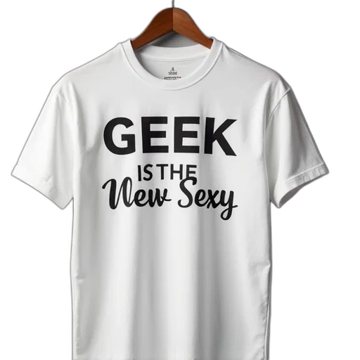 white, shirt, word, geek transparent PNG cut-out