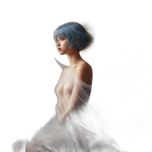 dress, hair, face, robot, photorealistic, concept art, fantasy art, oil painting transparent PNG cut-out