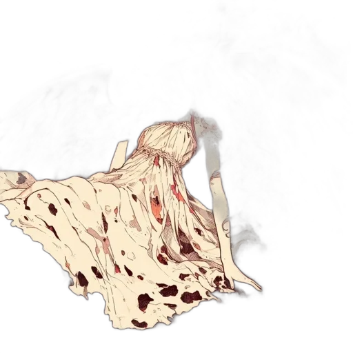 dress, hair, creature, flower, concept art, watercolor, anime, pixel art transparent PNG cut-out