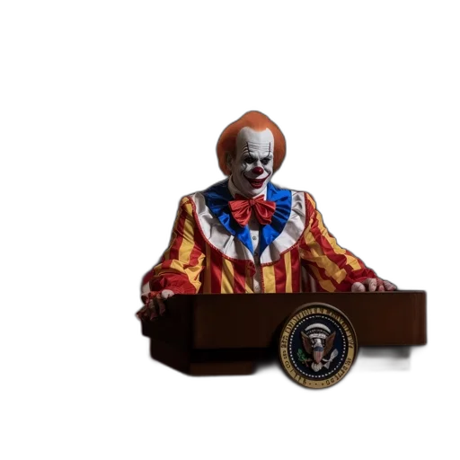 creature, concept art, 3d render, clown, pennywise, costume, stands, behind transparent PNG cut-out