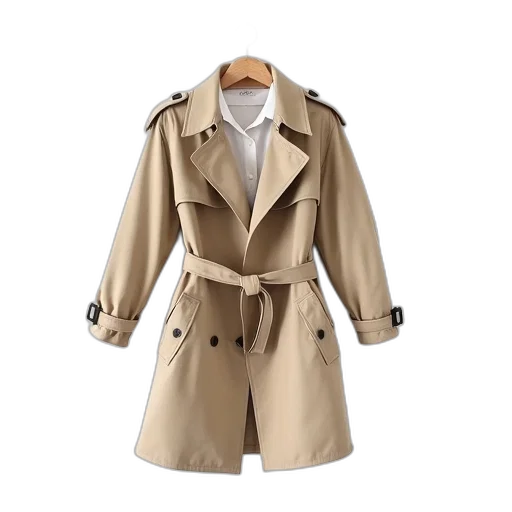 jacket, earth tones, beige, trench, coat, belted, waist, epaulettes transparent PNG cut-out