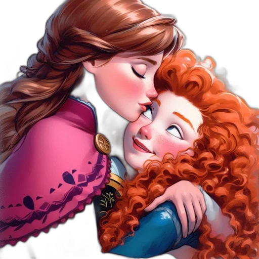 photorealistic, cartoon, fantasy art, comic book art, two, animated, females, one transparent PNG cut-out