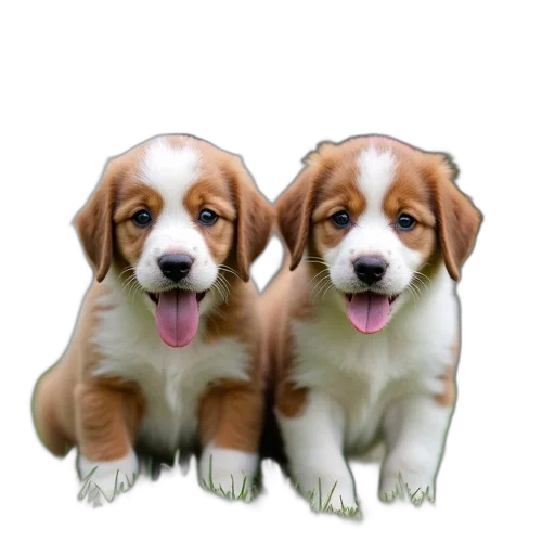 animal, photorealistic, 3d render, oil painting, pixel art, two, puppies, brown transparent PNG cut-out