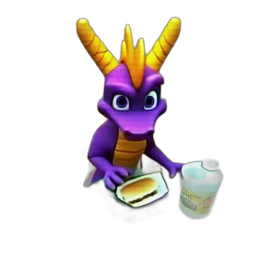 dragon, food, creature, animal, concept art, 3d render, pixel art, purple transparent PNG cut-out