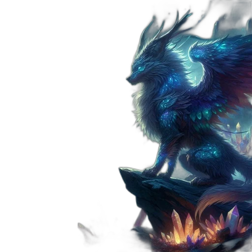 dragon, fantasy art, concept art, pixel art, 3d render, blue, dark, colorful transparent PNG cut-out