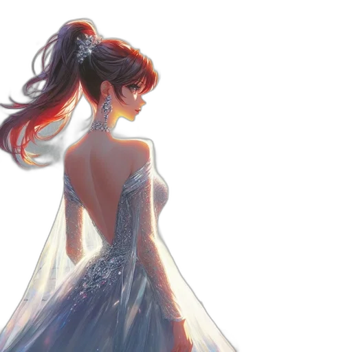 dress, crown, concept art, watercolor, fantasy art, anime, fire, red transparent PNG cut-out