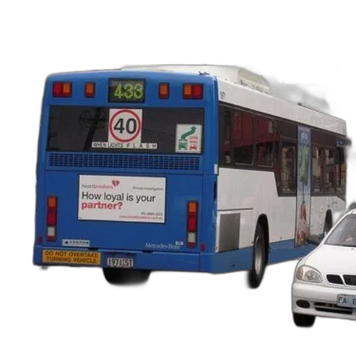 car, 3d render, blue, bus, advertisement, heartbreakers, back transparent PNG cut-out