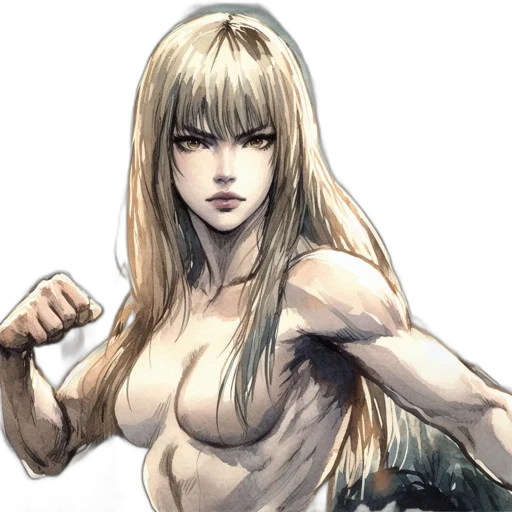 concept art, comic book art, fantasy art, watercolor, woman, long, blonde, hair transparent PNG cut-out