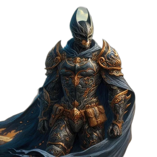 mask, sword, concept art, fantasy art, 3d render, comic book art, dark, imposing transparent PNG cut-out