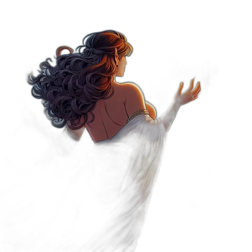 hair, dress, crown, creature, concept art, fantasy art, watercolor, comic book art transparent PNG cut-out