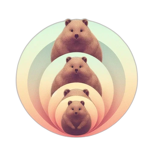 animal, vaporwave, 3d render, concept art, pastel, earth tones, array, concentric transparent PNG cut-out