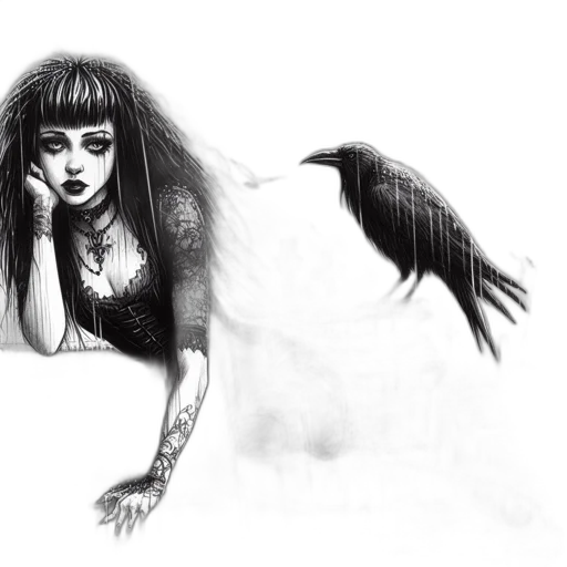 creature, hair, dress, fantasy art, concept art, comic book art, pencil sketch, fog transparent PNG cut-out