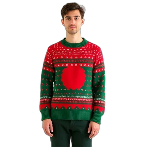 jacket, full-body, image, person, wearing, festive, holiday, sweater transparent PNG cut-out