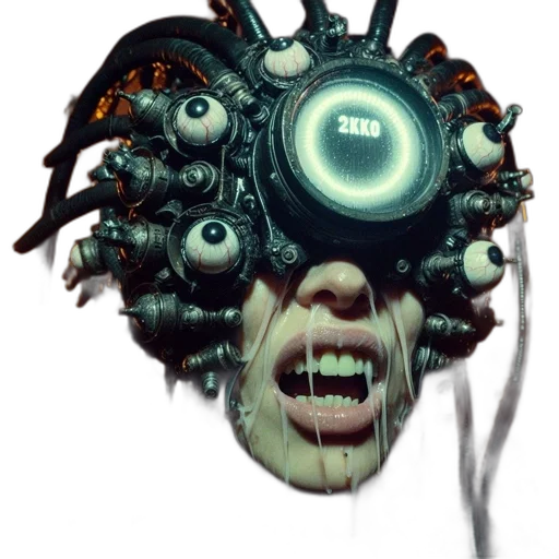 mask, robot, face, creature, concept art, cyberpunk, 3d render, comic book art transparent PNG cut-out