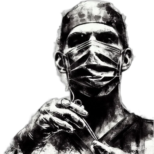 mask, face, staff, weapon, comic book art, concept art, photorealistic, pencil sketch transparent PNG cut-out