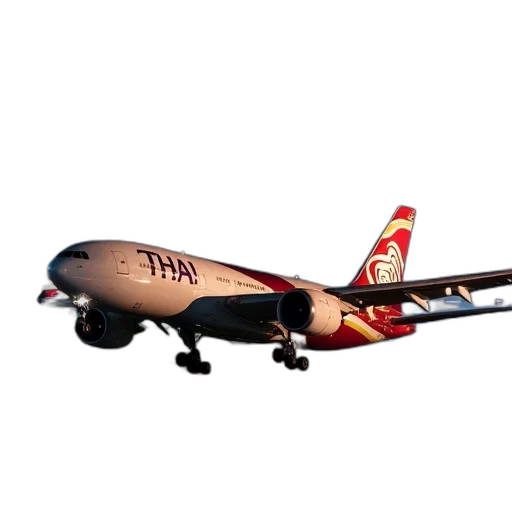 3d render, photorealistic, large, commercial, airplane, word, thai, side transparent PNG cut-out