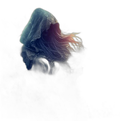 mask, hair, face, creature, concept art, fantasy art, photorealistic, 3d render transparent PNG cut-out