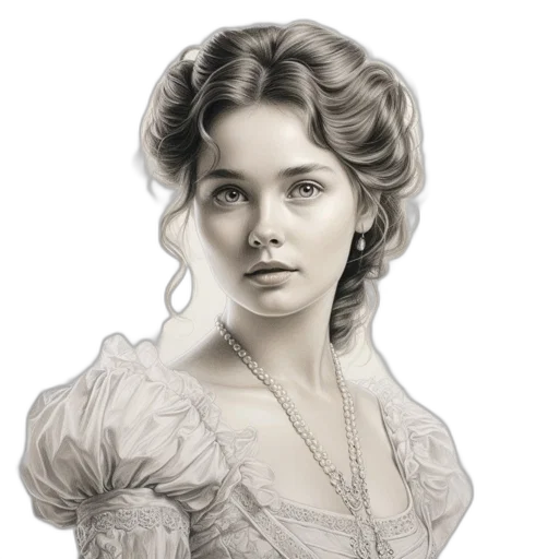 face, dress, jewelry, crown, photorealistic, pencil sketch, oil painting, fantasy art transparent PNG cut-out