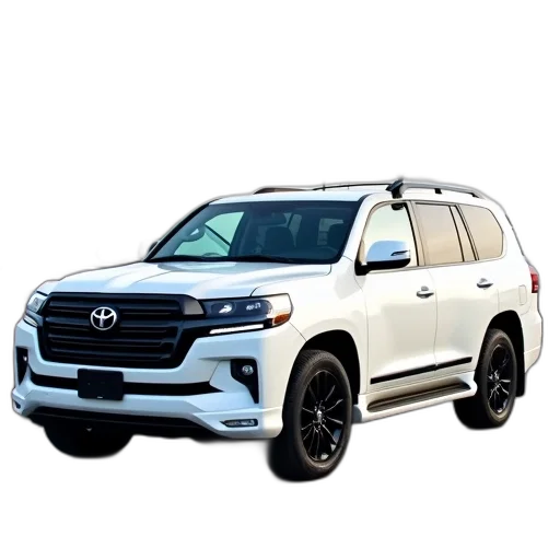 car, 3d render, photorealistic, white, suv, blue, flag, roof transparent PNG cut-out