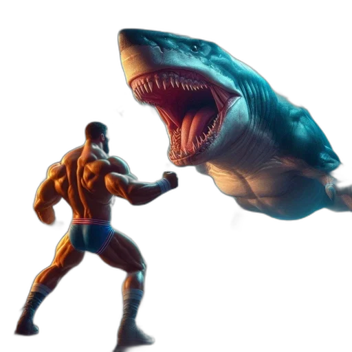 creature, animal, weapon, concept art, comic book art, 3d render, pixel art, underwater transparent PNG cut-out