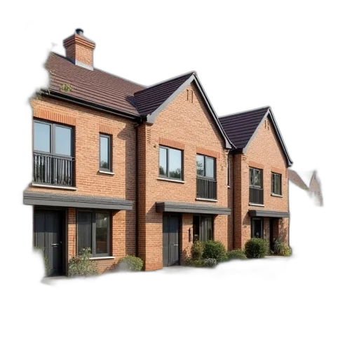 building, 3d render, photorealistic, three, bedroom, townhouses, newbridge, essex transparent PNG cut-out