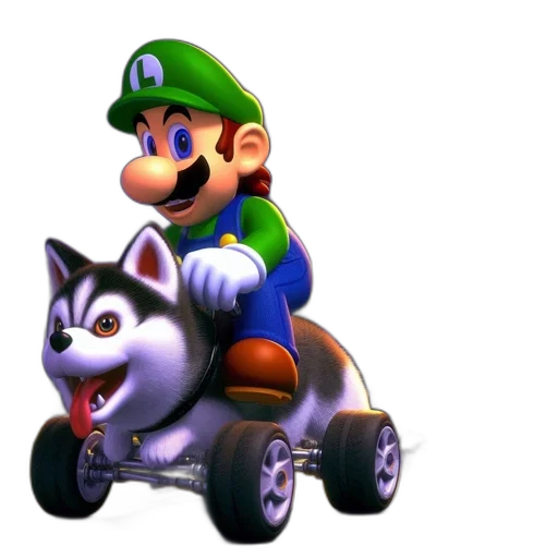 car, animal, 3d render, concept art, photorealistic, pixel art, luigi, rides transparent PNG cut-out