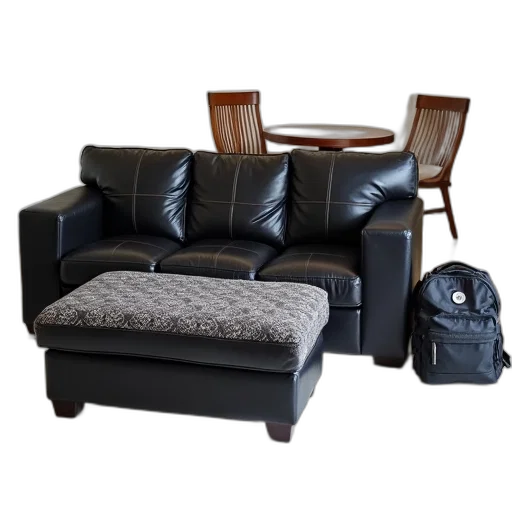 furniture, 3d render, dark, black, leather, couch, patterned, fabric transparent PNG cut-out