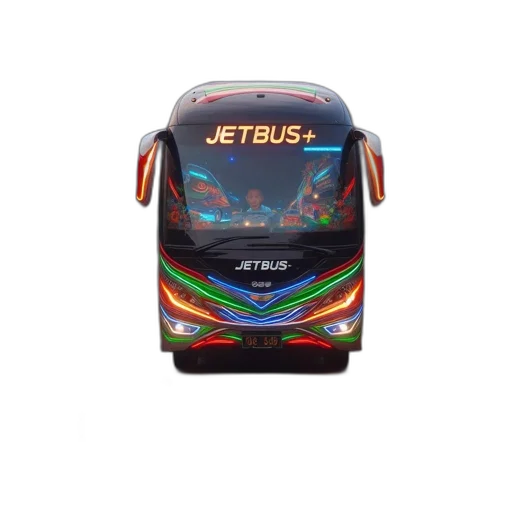 3d render, photorealistic, young, boy, runs, towards, colorful, bus transparent PNG cut-out