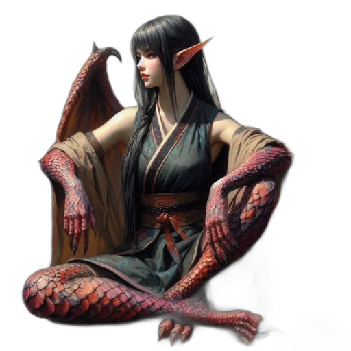 dragon, creature, staff, fantasy art, concept art, photorealistic, pixel art, red transparent PNG cut-out