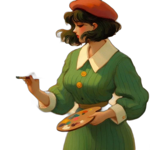 staff, dress, hat, jewelry, concept art, fantasy art, pixel art, oil painting transparent PNG cut-out