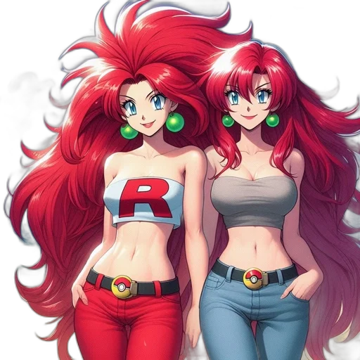 hair, anime, concept art, comic book art, fantasy art, underwater, red, two transparent PNG cut-out