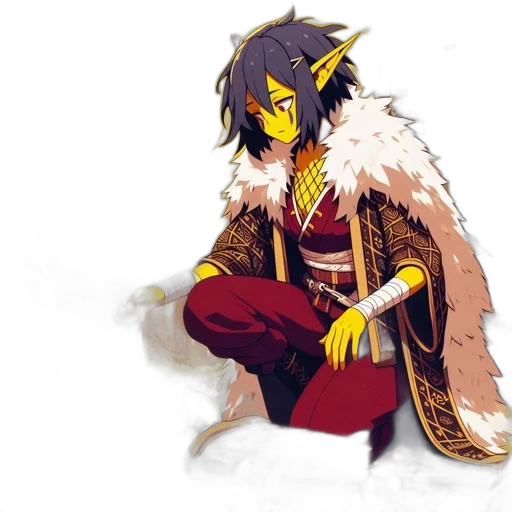 dragon, jacket, staff, concept art, fantasy art, pixel art, anime, golden transparent PNG cut-out