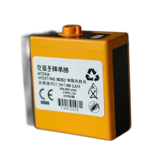close-up, image, yellow, black, battery, white, sticker, has transparent PNG cut-out