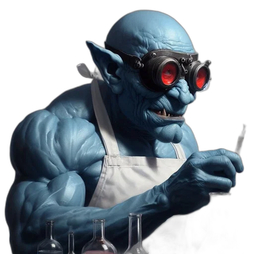 staff, concept art, 3d render, comic book art, fantasy art, blue, blue-skinned, creature transparent PNG cut-out