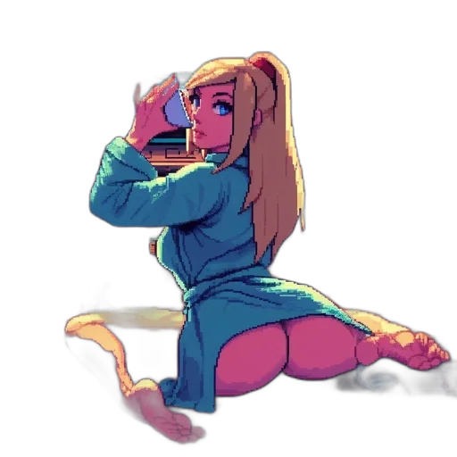 staff, dress, bottle, jacket, concept art, pixel art, vaporwave, anime transparent PNG cut-out