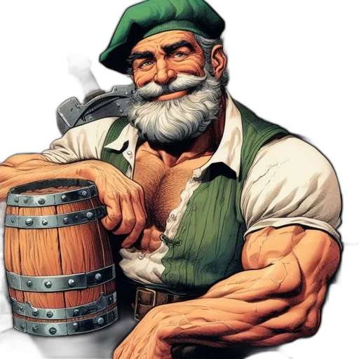 comic book art, concept art, fantasy art, rugged, bearded, man, athletic, build transparent PNG cut-out