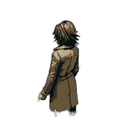 jacket, hair, staff, weapon, pixel art, concept art, watercolor, comic book art transparent PNG cut-out